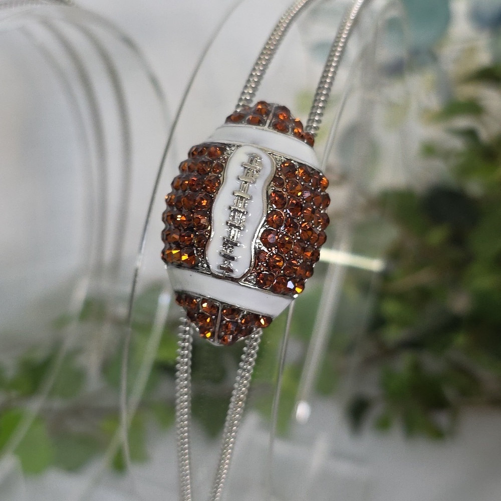 Silver Headband with Bling Rhinestone Football Or Red Paw Print Charm - Picture 1 of 6